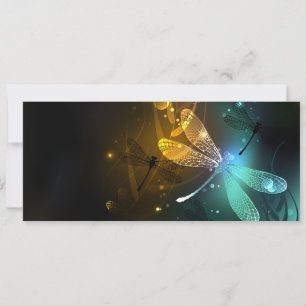 Cartes Pour Fêtes Annuelles Vol de libellule verte lumineuse