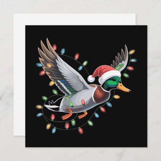 Cartes Pour Fêtes Annuelles Vol Père Noël Canard Noël Lumières Chasse (Devant / Derrière)