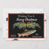 Cartes Pour Fêtes Annuelles Voler Pêche truite vous souhaite un joyeux Noël (Devant)