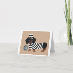 Cartes Pour Fêtes Annuelles Voleur de friandises teckel noir et marron oiseau