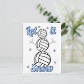 Cartes Pour Fêtes Annuelles Volleyball Snowman Let It Snow Postcard (Debout devant)