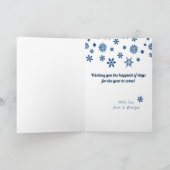 Cartes Pour Fêtes Annuelles Vos 3 photos dans un style rétro Blue Snowflakes (Intérieur)