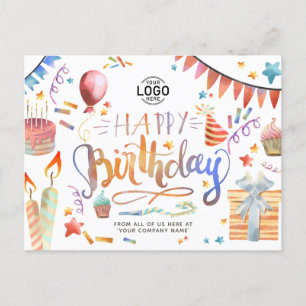 Cartes Pour Fêtes Annuelles Votre Logo Amusant Coloré Fête Business Anniversai