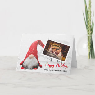 Cartes Pour Fêtes Annuelles Votre Photo Avec Snowy Gnome Joyeuses Fêtes