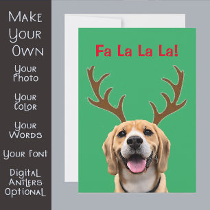 Cartes Pour Fêtes Annuelles Votre photo de chien avec des bois numériques vert