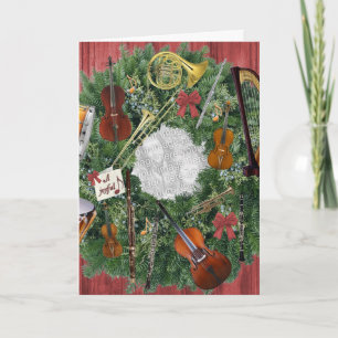 Cartes Pour Fêtes Annuelles Votre photo en couronne d'instruments d'orchestre