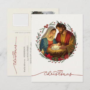 Cartes Pour Fêtes Annuelles Votre scène de Nativité avec photo Bébé Jésus dans