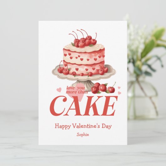 Cartes Pour Fêtes Annuelles Vous aimez plus que gâteau drôle rétro Valentines (Debout devant)