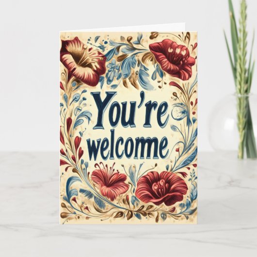 Cartes Pour Fêtes Annuelles Vous êtes Bienvenue Fleurs Rétro (Devant)