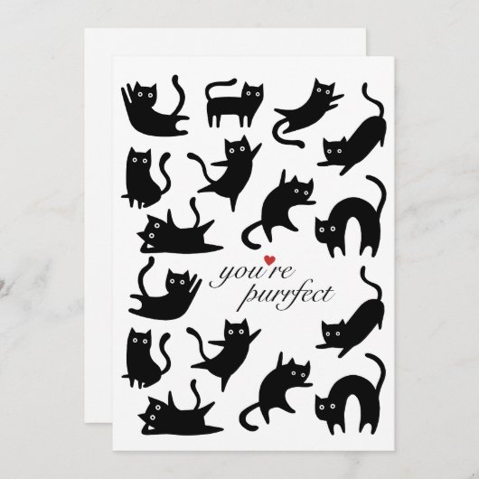 CARTES POUR FÊTES ANNUELLES VOUS ÊTES DES CHATS NOIRS HEUREUX PARFAITS (Devant / Derrière)
