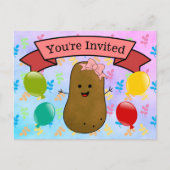 Cartes Pour Fêtes Annuelles Vous êtes Invité Pomme de terre Fille Anniversaire (Devant)