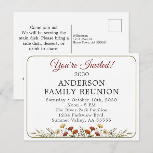 Cartes Pour Fêtes Annuelles Vous êtes invités à la réunion de famille automnal