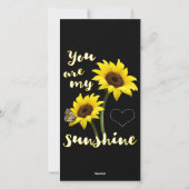 Cartes Pour Fêtes Annuelles Vous êtes ma photo de soleil (Dos)