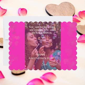 Cartes Pour Fêtes Annuelles Vous êtes ma sœur d'âme Galentine's Day Photo Rose