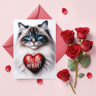 Cartes Pour Fêtes Annuelles Vous êtes mon cœur Poème de la Saint-Valentin Chat