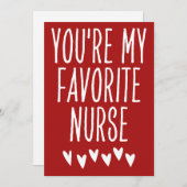 Cartes Pour Fêtes Annuelles Vous êtes mon infirmière préférée Funny Valentine' (Devant / Derrière)
