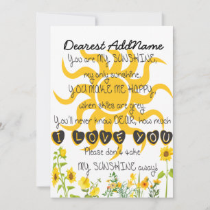 Cartes Pour Fêtes Annuelles Vous Êtes Mon Sunshine Ajouter Un Nom