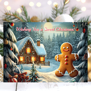 Cartes Pour Fêtes Annuelles Vous souhaitant un Noël au pain d'épices doux