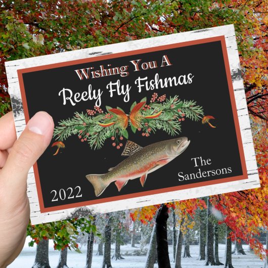 Cartes Pour Fêtes Annuelles Vous souhaite un Reely Fly Fishmas, Noël Truite