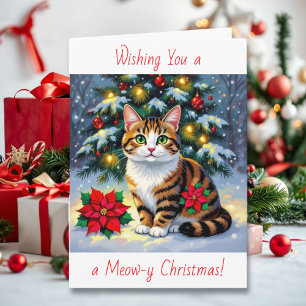 Cartes Pour Fêtes Annuelles Vous souhaitons un Noël Meow-y Festif