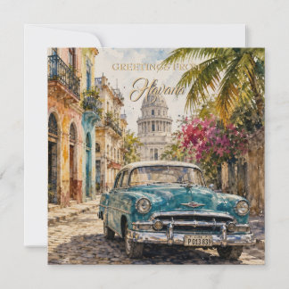 Cartes Pour Fêtes Annuelles Voyage à Cuba Vintage - Salutations de La Havane