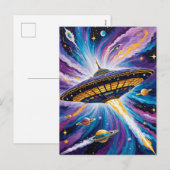 Cartes Pour Fêtes Annuelles Voyage cosmique (Devant / Derrière)