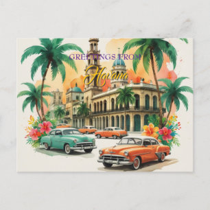 Cartes Pour Fêtes Annuelles Voyage Cuba vintage - Salutations de La Havane