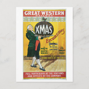 Cartes Pour Fêtes Annuelles Voyage en train de Noël britannique vintage en 190