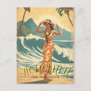 Cartes Pour Fêtes Annuelles Voyage Hawaii vintage Style
