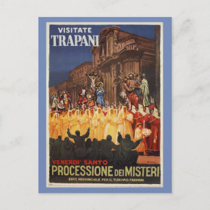 Cartes Pour Fêtes Annuelles Voyage italien procession de Pâques chrétienne Tra