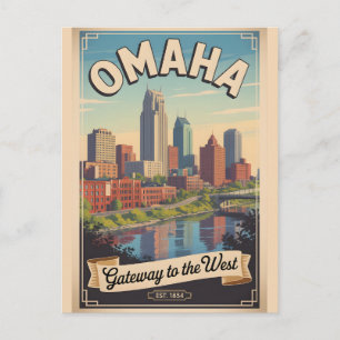 Cartes Pour Fêtes Annuelles Voyage Rétro à Omaha Nebraska