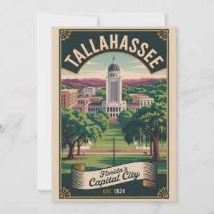 Cartes Pour Fêtes Annuelles Voyage Rétro à Tallahassee Floride