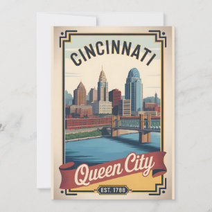 Cartes Pour Fêtes Annuelles Voyage Rétro Cincinnati Ohio Queen City