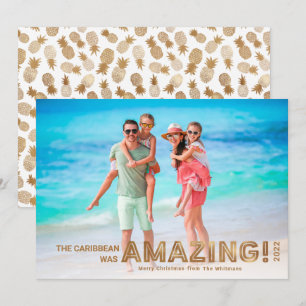 Cartes Pour Fêtes Annuelles Voyage Tropical moderne Gold Photo Noël