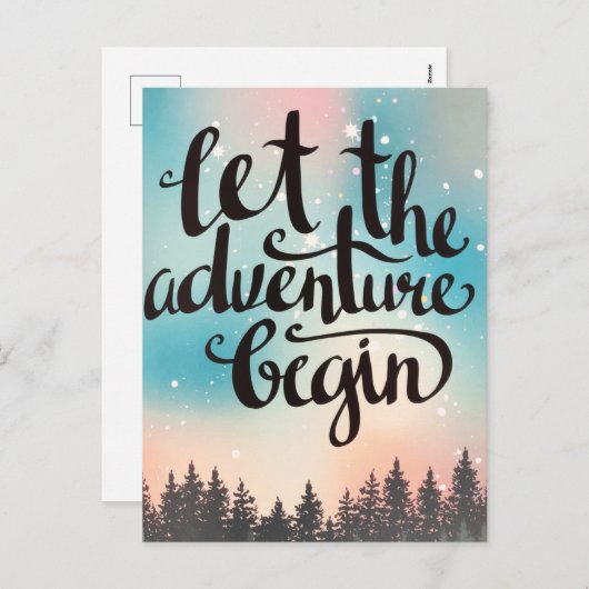 Cartes Pour Fêtes Annuelles Voyager Forêt Arbres Aventure commence (Devant / Derrière)