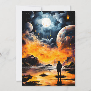 Cartes Pour Fêtes Annuelles Voyageur astronaute Horizon cosmique Journey