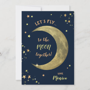 Cartes Pour Fêtes Annuelles Voyons ensemble vers la Lune (personnalisable)
