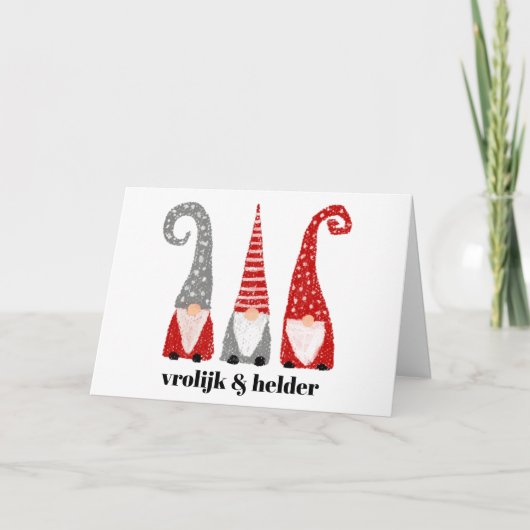 Cartes Pour Fêtes Annuelles Vrolijk et Helder Drie Kabouters Kerst (Devant)