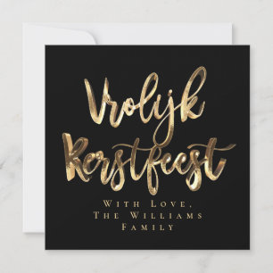 Cartes Pour Fêtes Annuelles Vrolijk Kerstfeest Elegant Black Gold Script néerl