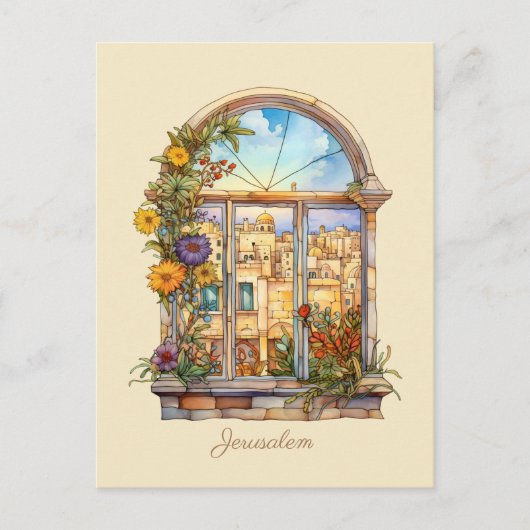 Cartes Pour Fêtes Annuelles Vue Fenêtre Jérusalem (Devant)