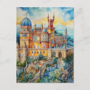 Cartes Pour Fêtes Annuelles Vue majestueuse du palais de Pena à Sintra, Portug