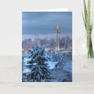 Cartes Pour Fêtes Annuelles Vue pittoresque de Snowy Seattle