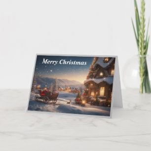 Cartes Pour Fêtes Annuelles Vue pittoresque sur le village des neiges