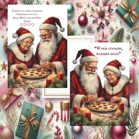 Cartes Pour Fêtes Annuelles Warm Cookies Warmer Hugs Mrs Santa's Baking Love