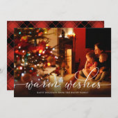 Cartes Pour Fêtes Annuelles Warm Warm White Script Photo Holiday Card (Devant / Derrière)