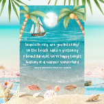Cartes Pour Fêtes Annuelles Warmer Wonderland Tropical Beach Christmas<br><div class="desc">La carte de Noël à thème tropical comprend une plage au clair de lune avec coquillages et sable scintillant, palmiers et bateau naviguant dans la mer. Les paroles sont à l'air de "Winter Wonderland" mais avec une touche tropicale qui dit : "Seashells ring, écoutez-vous ? — Sur la plage, le...</div>