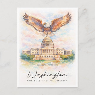 Cartes Pour Fêtes Annuelles Washington DC Capitol Hill Watercolor | USA