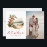 Cartes Pour Fêtes Annuelles Watercolor Beach Floral Photo Mele Kalikimaka<br><div class="desc">Photo aquarelle de la carte de vacances Mele Kalikimaka avec une aquarelle illustrant une plage d'île tropicale avec des fleurs et un accueil de vacances imprimé en écriture manuscrite sur le devant, une plage aquarelle et des illustrations florales à l'arrière. Personnalisez facilement cette belle carte de vacances avec votre photo...</div>
