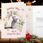 Cartes Pour Fêtes Annuelles Watercolor Chat Fête de Noël moderne Salutations d