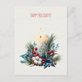 Cartes Pour Fêtes Annuelles Watercolor decorated Christmas Candle